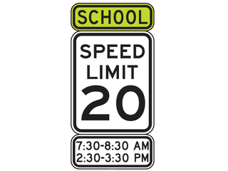 Sign: School speed limit when flashing