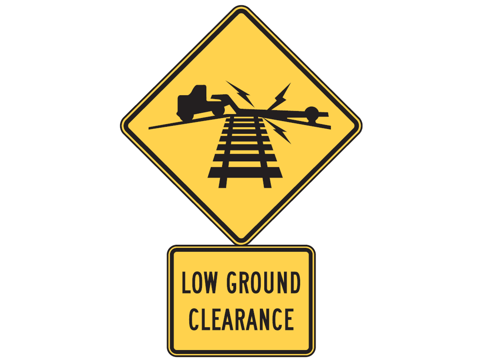 Low Ground Railroad Crossing W10-5-W10-5P - W10: Rail and Light Rail